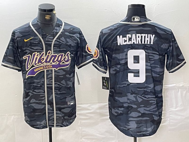 Men Minnesota Vikings 9 Mccarthy Camo Joint Name 2024 Nike Limited NFL Jersey style 1